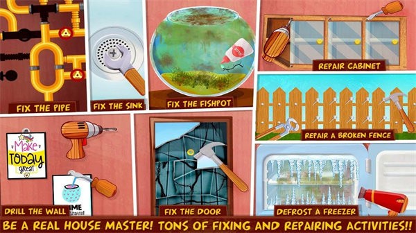 女孩家庭清洁和清理手机版的图册